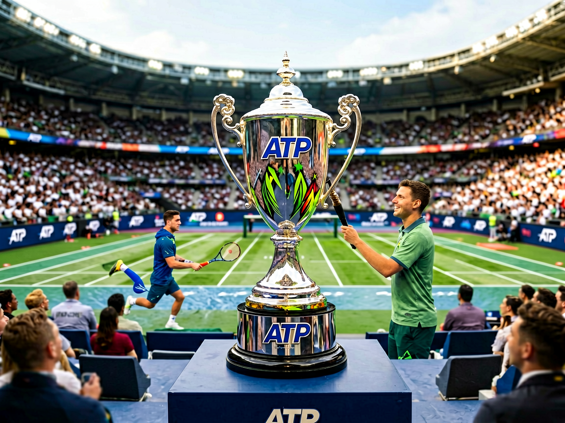 ATP巡回赛奖杯与赛场全景